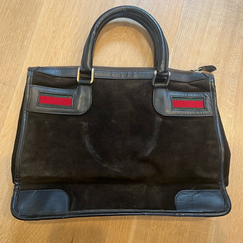 Vintage black suede Gucci handbag from the 70’s.